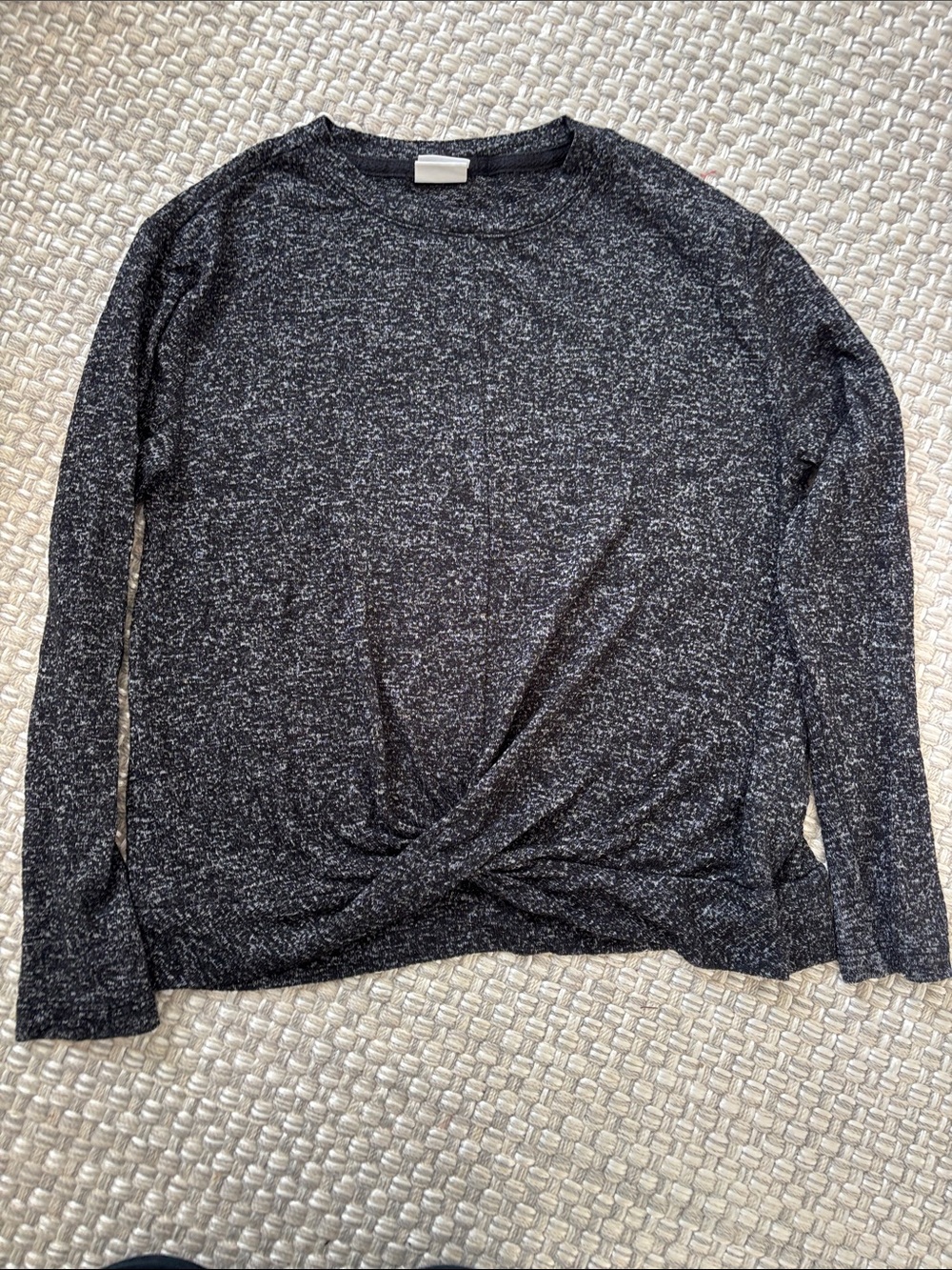 GAP Black Marled Long-Sleeve Twist-Hem Top